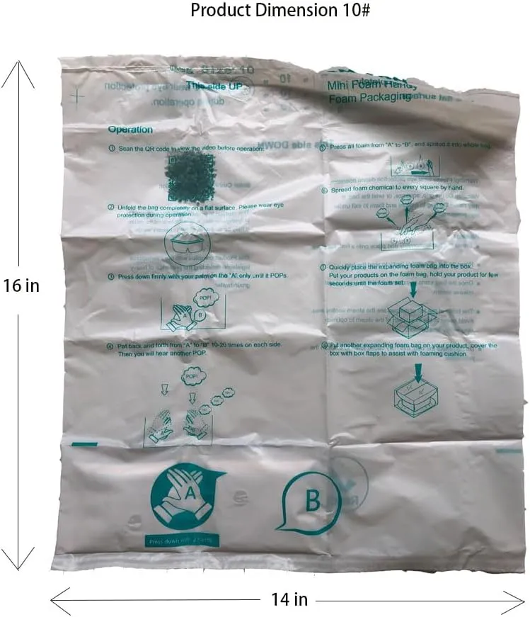 10 Pack of 14"x16" Handy expanding foam packaging Bags, expanding packing foam for pc,moving supplies etc,. - Packing and Shipping Solutio (10#, Count, 10)