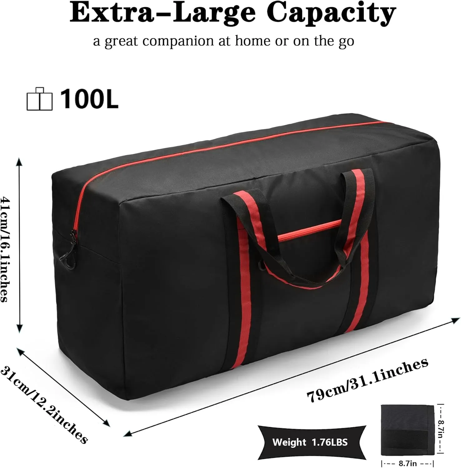 100L Large Duffle Bag for Travel 31.1” Diffle Bag - Overnight Weekender Camping, Storage for Men Women, Armygreen