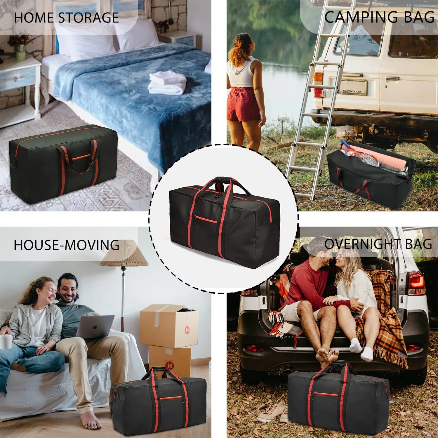 100L Large Duffle Bag for Travel 31.1” Diffle Bag - Overnight Weekender Camping, Storage for Men Women, Classic Red