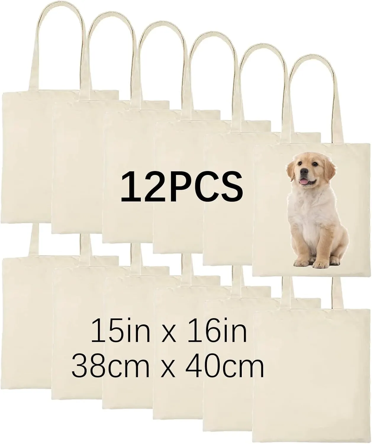 12 PCS 15" x 16" Sublimation Tote Bags,polyester tote bags for sublimation, DIY customization blank canvas tote bags