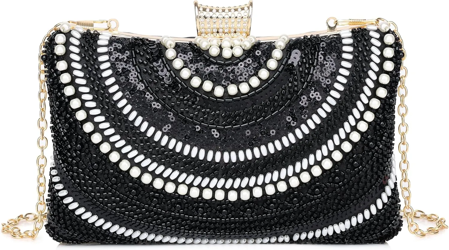 1920s Vintage Clutch Purse Beaded Floral Hard Shell Sequin Handbag Clutch for Women Bridal Sequin Wedding/Prom/Cocktail