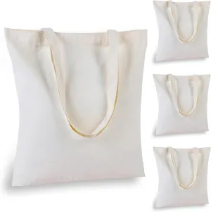 2 | 4 | 6 | 7 | 14 | 18 Pcs Canvas Tote Bags, Natural Color Tote Bags 15 x 16 inch Sustainable Eco Friendly reusable, for Grocery Bags, DIY Gift Bags, Shopping Bags (7 Pcs Natural Colour)