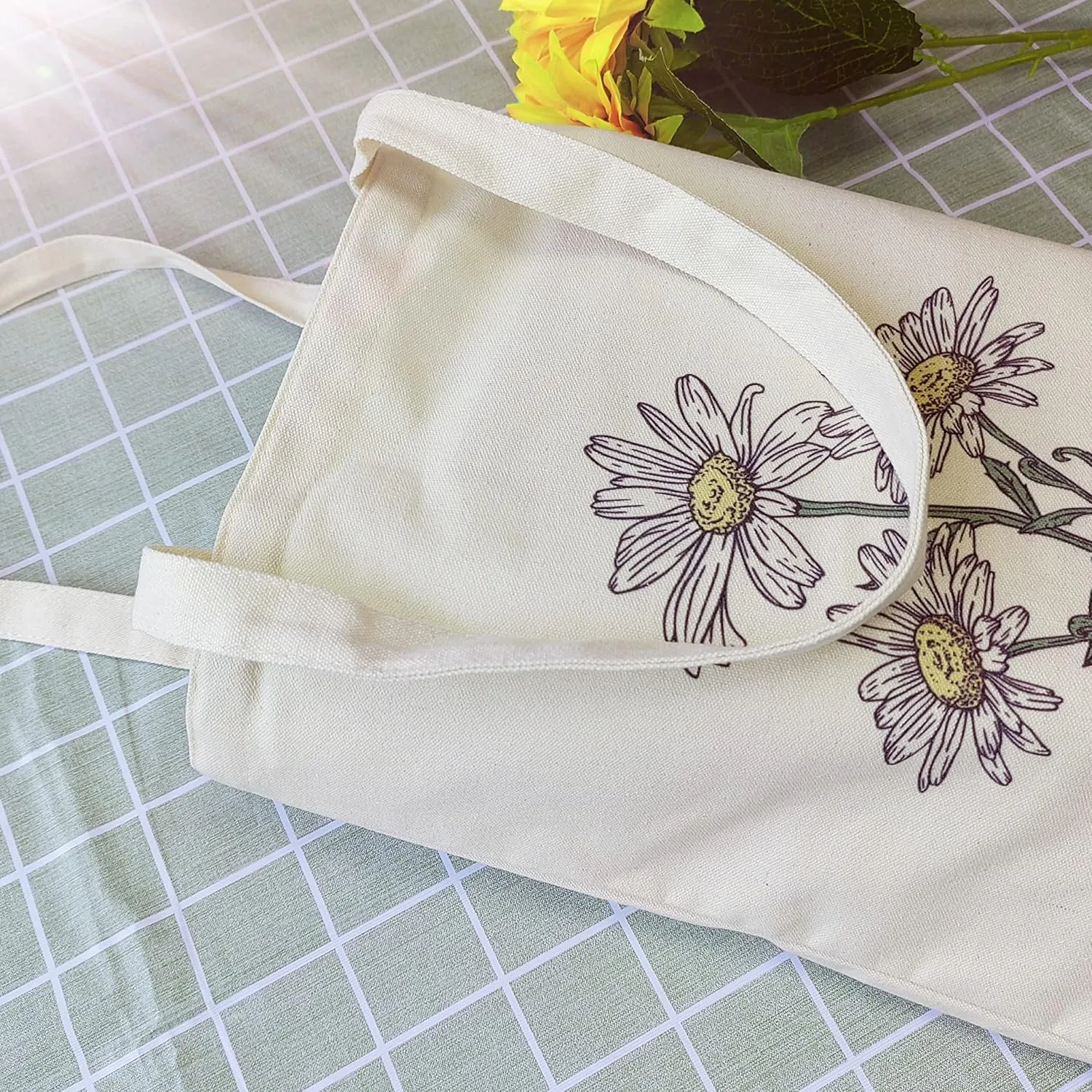 2 PCS Floral Tote Bag Aesthetic Flowers Botanical Shopping Bag Beautiful Flowers Reusable Grocery Bag for Women