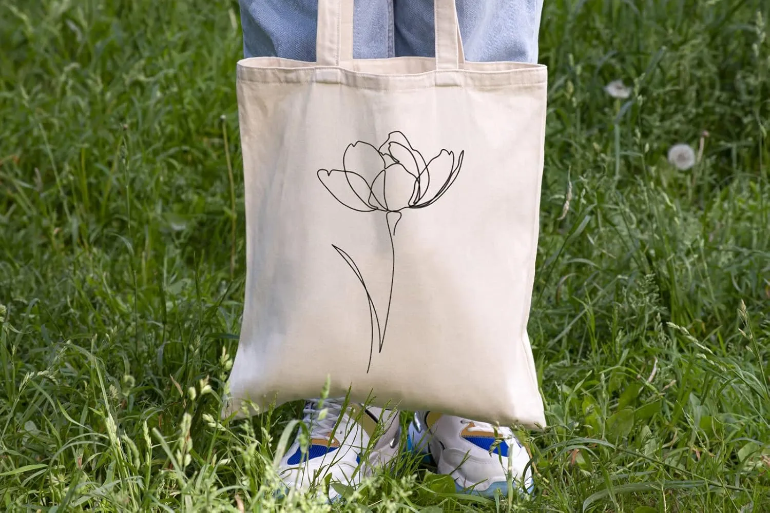 2 PCS Floral Tote Bag Aesthetic Flowers Botanical Shopping Bag Beautiful Flowers Reusable Grocery Bag for Women