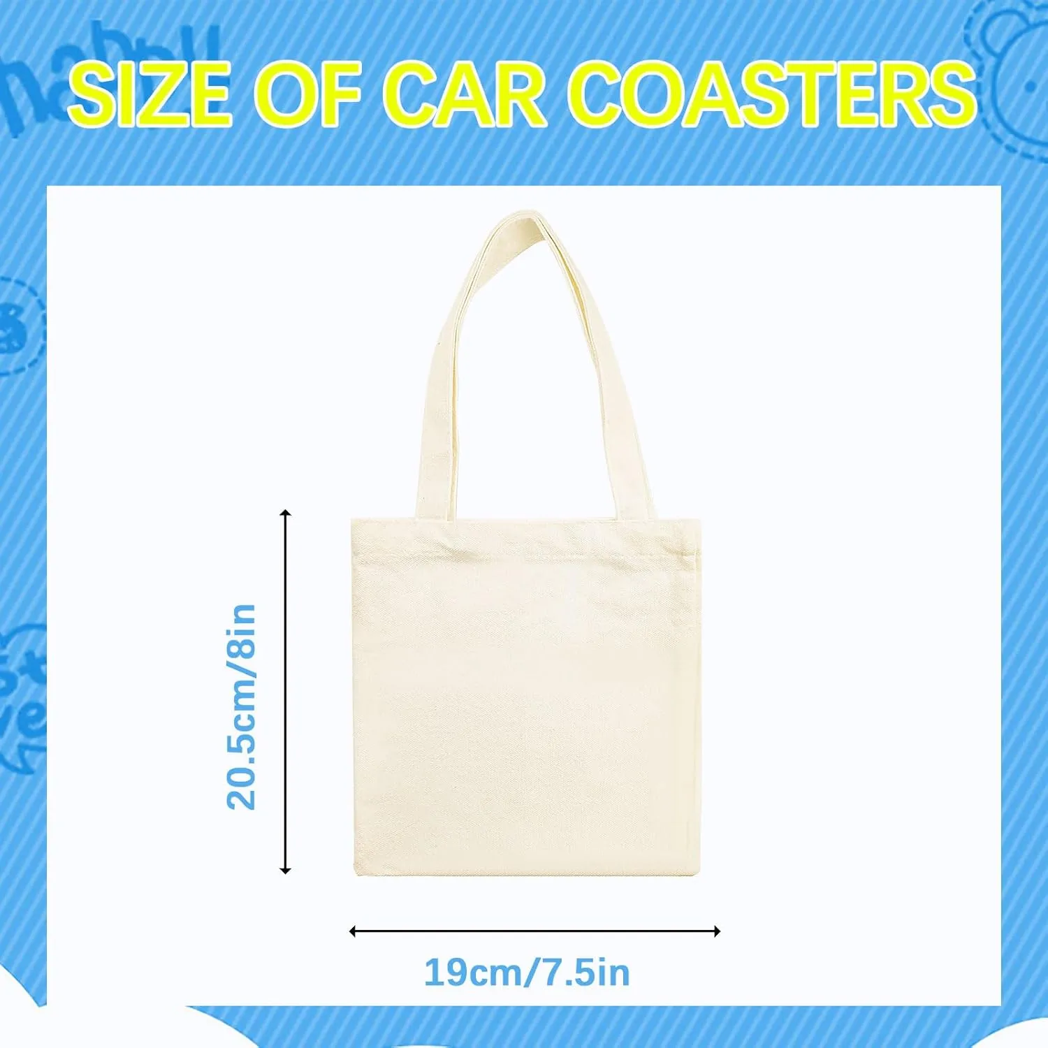 20 Pcs 8X7.5 Inch Sublimation mini tote bags,Blank Canvas Tote Bags Reusable Grocery Bags, small tote bags for kids DIY