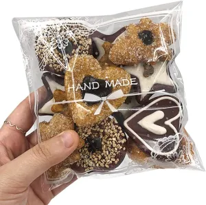 200pcs Clear Lace Bowknot Self-Adhesive Treat Bags – Elegant Cellophane Cookie & Candy Bags for Bakery, Wedding & Party Favors