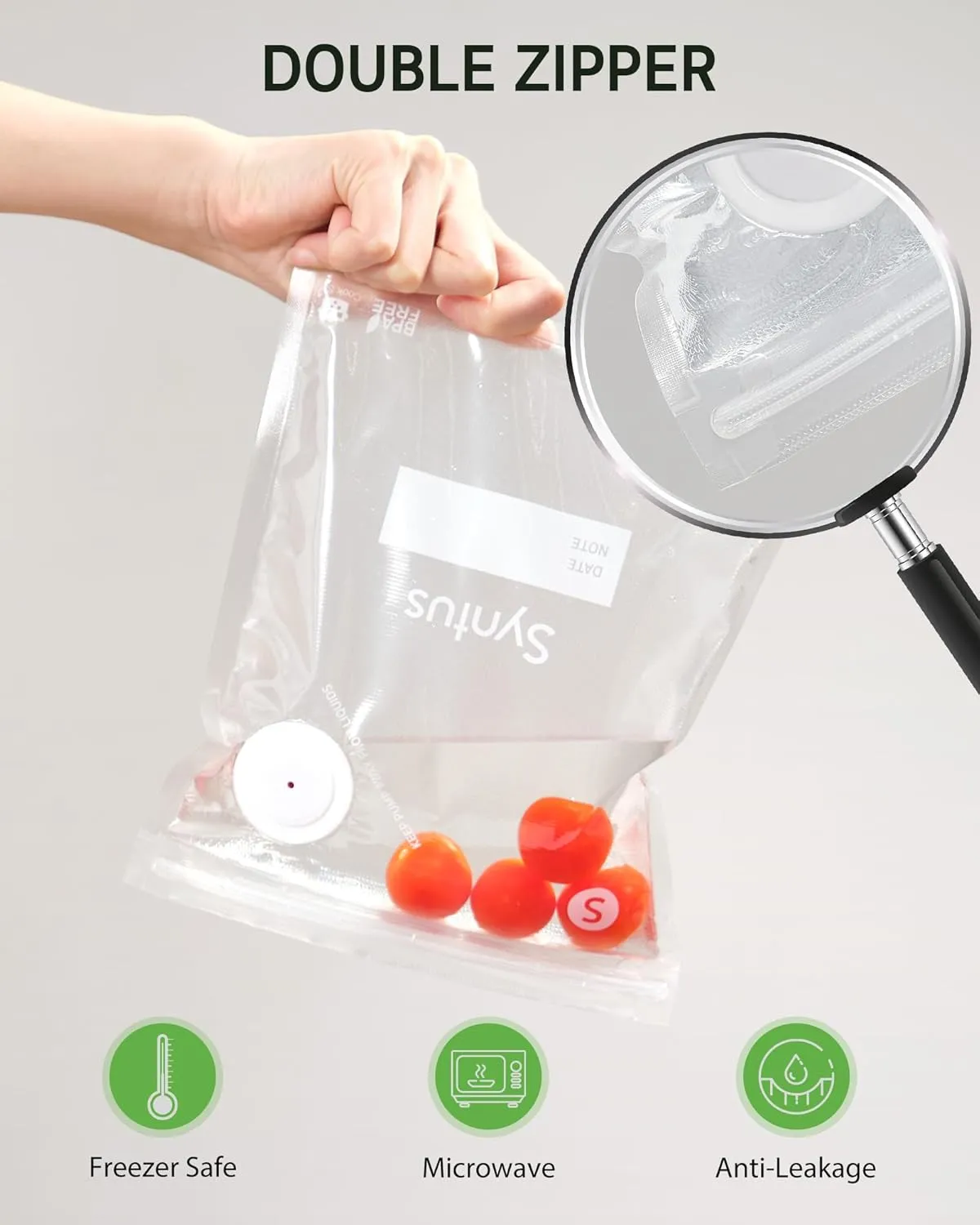 [2025 Upgraded] Syntus Vacuum Sealer Bags for Food, 30 Pcs Small Size 8" x 10" and Medium Size 10" x 13.8" Food Storage Bags for Sous Vide Cooking Microwave Heating, Air Valve Zipper Bags & Zip Clips