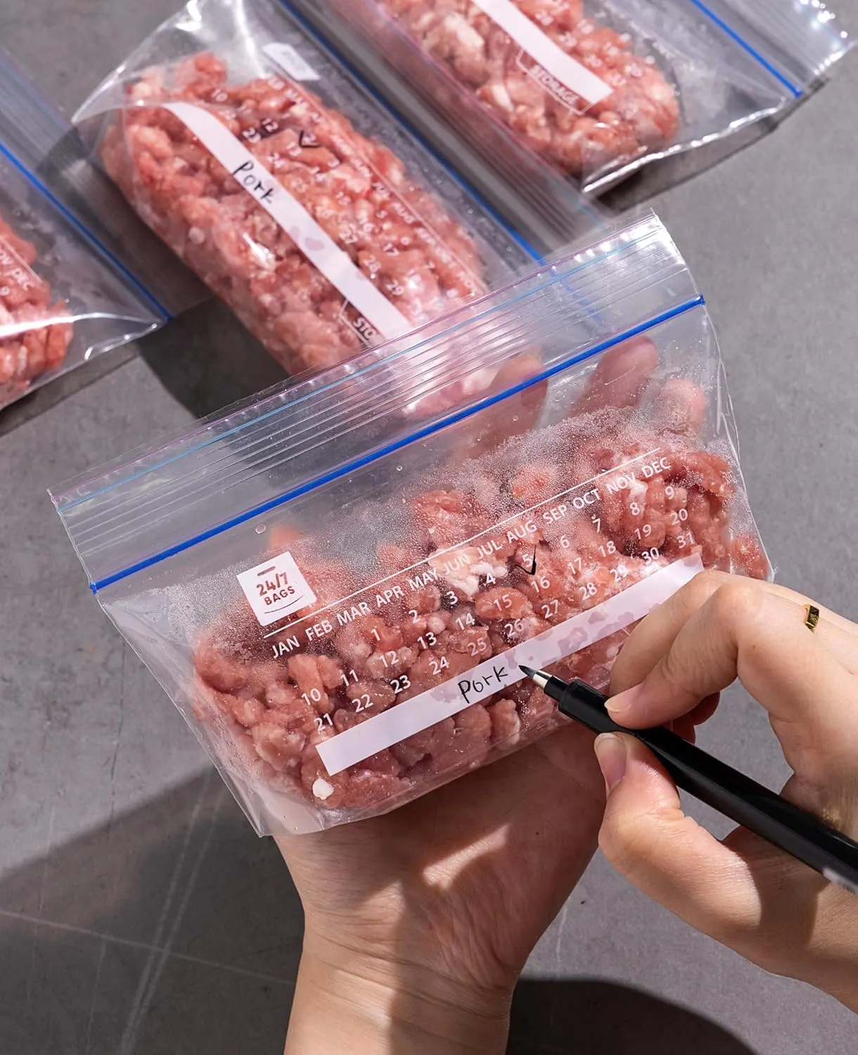 24/7 Bags- Snack Freezer Bags - 300 Count with Expandable Bottom and New Calendar Feature, Easy Fill On The Go