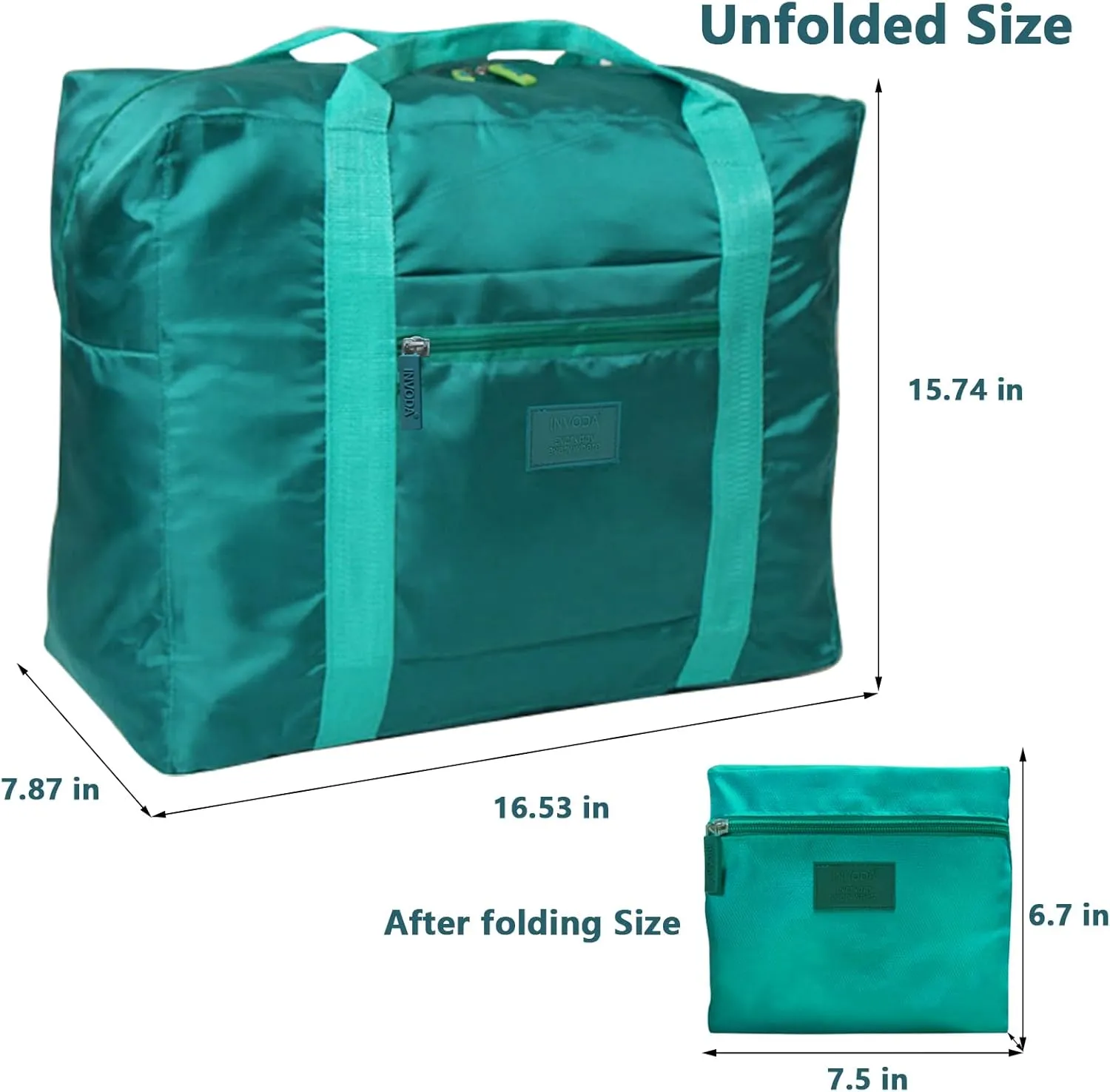 2PCS Travel Bag Foldable Luggage Bag for Spirit Airlines Tote Carry on Duffle Bag Sports Gym Water Resistant Personal Item Bag Weekender Overnight Bag (Blue Green)