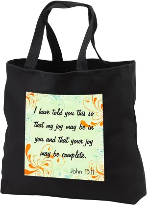 3dRose Bible Verse John 15-11 Gradient Swirl Pastel Bible Christian Inspirational Saying Tote Bag