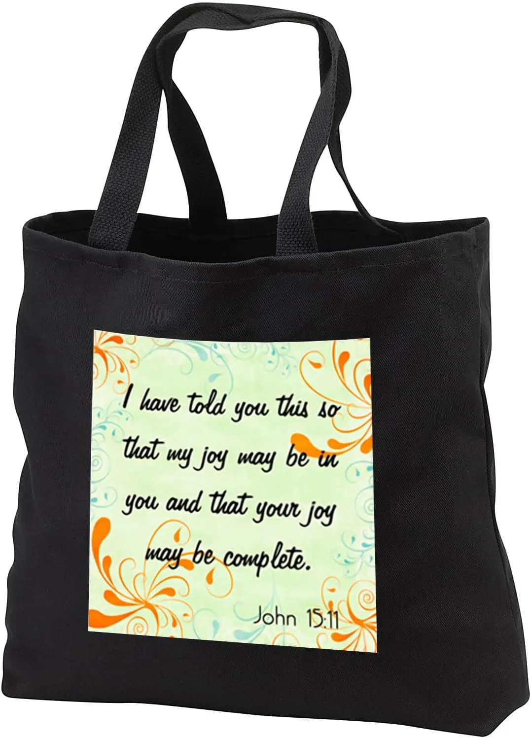 3dRose Bible Verse John 15-11 Gradient Swirl Pastel Bible Christian Inspirational Saying Tote Bag