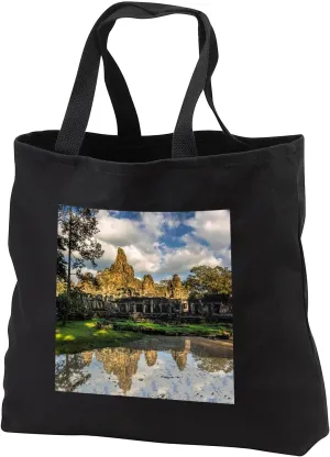 3dRose Black Tote Bag JUMBO 20w x 15h x 5d - Cambodia, Angkor wat, Siem Reap, Angkor Wat reflection. Travel