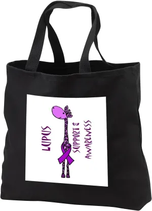 3dRose Funny Purple Giraffe Support for Lupus Awareness Tote Bag