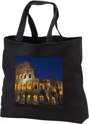 3dRose Italy, Rome, Colosseum. Night scene at landmark. - Tote Bags (tb_330174)