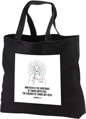 3dRose Now faith is the substance of things.. God bless you and protect you - Tote Bags (tb_334551)