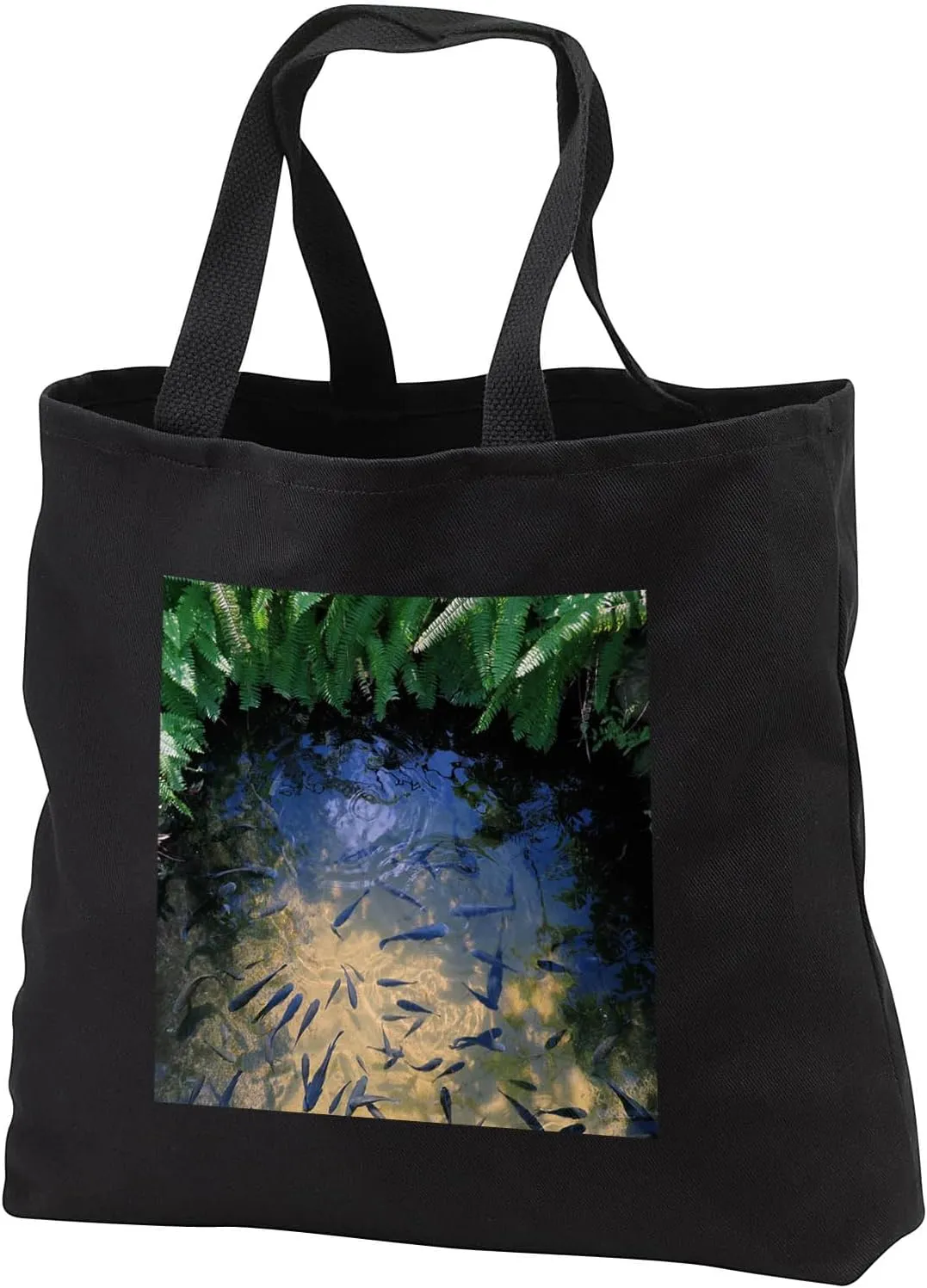 3dRose Photograph of black koi fish in a pond at the Butterfly Farm in... - Tote Bags (tb_326830)