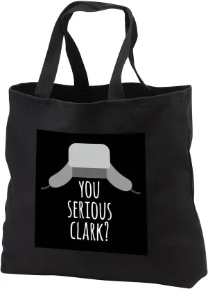 3dRose You serious Clark with trooper hat clipart. White lettering on black. - Tote Bags (tb_328576)