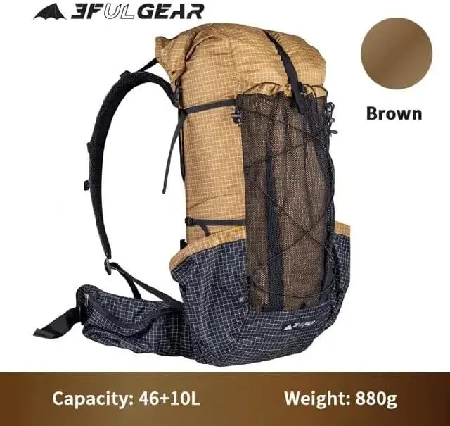3F UL GEAR QiDian Pro UL 46 10L Backpack Outdoor Climbing Bag Camping Hiking Bags UHMWPE ultralight (Khaki)