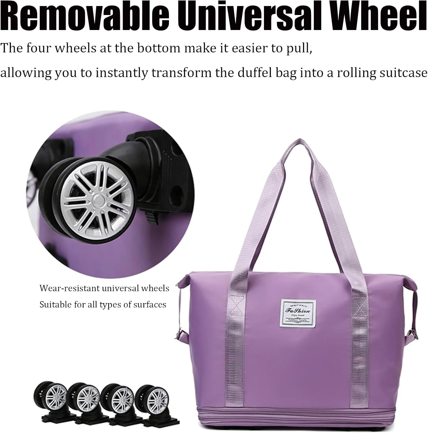 40 L Klarson Expandable Bag with Wheels, Klarson Travel Bag, Large Capacity Dry and Wet Separation Storage Luggage Bag, Three-Layer Expandable, Waterproof and Wear-Resistant (Black)