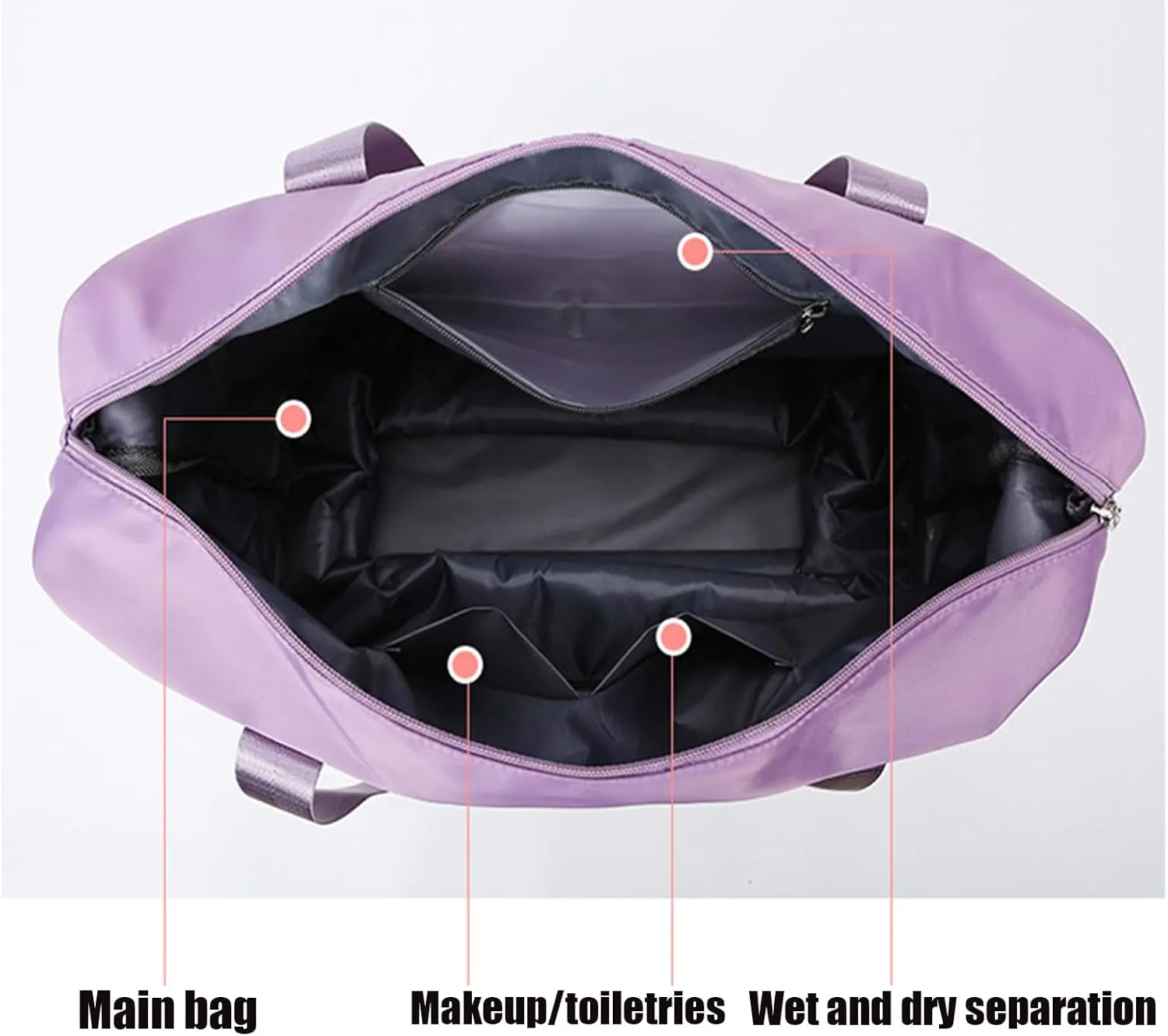 40 L Klarson Expandable Bag with Wheels, Klarson Travel Bag, Large Capacity Dry and Wet Separation Storage Luggage Bag, Three-Layer Expandable, Waterproof and Wear-Resistant (Pink)