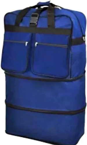 40" Navy Blue Large Expandable Rolling 6 Wheeled Duffel Bag Spinner Suitcase Luggage