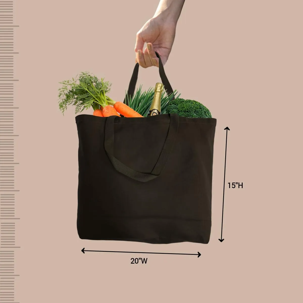 5 | 6 | 12 | 24 | 48 | 192 Heavy Cotton Canvas Tote Bag Jumbo 25L Reusable Grocery Bags