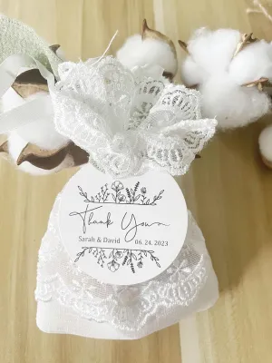 50PCS Lace embroidery gift bagsOrganza Gift Bags Lace Organza Drawstring Bags for Wedding Party Favors Supplies Bridal Shower Baby Shower Jewelry Pouches White