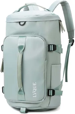 55L Unisex Wet & Dry Separation Gym Bag With Shoes Compartment,Pack Duffel Bag With Hidden Removable Straps., Green
