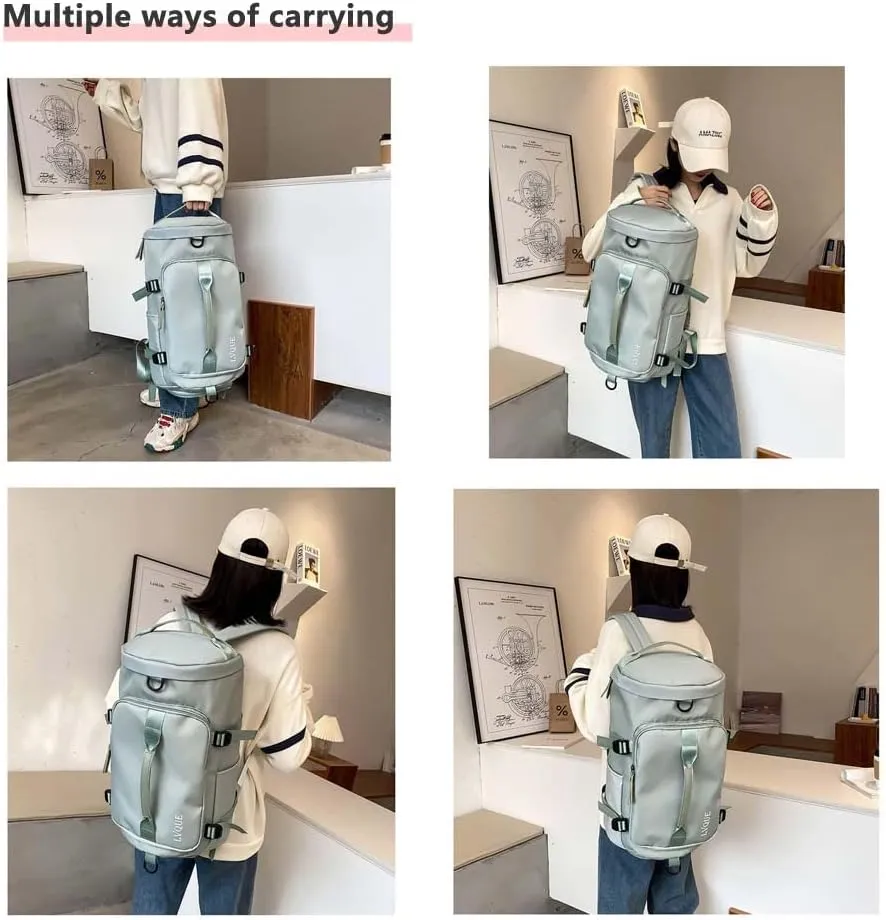 55L Unisex Wet & Dry Separation Gym Bag With Shoes Compartment,Pack Duffel Bag With Hidden Removable Straps., Green