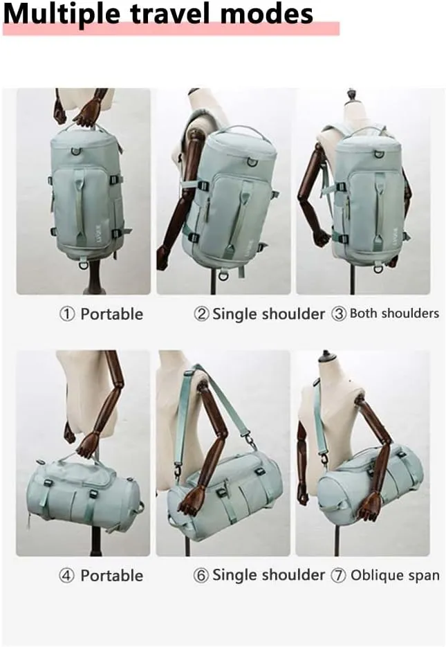 55L Unisex Wet & Dry Separation Gym Bag With Shoes Compartment,Pack Duffel Bag With Hidden Removable Straps., Green