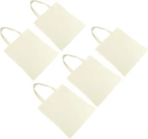 5Pcs Canvas Shopping Bag Blank Tote Bags for DIY Art and Design Capacity Grocery Tote for Shopping and Beach Use Canvas Material