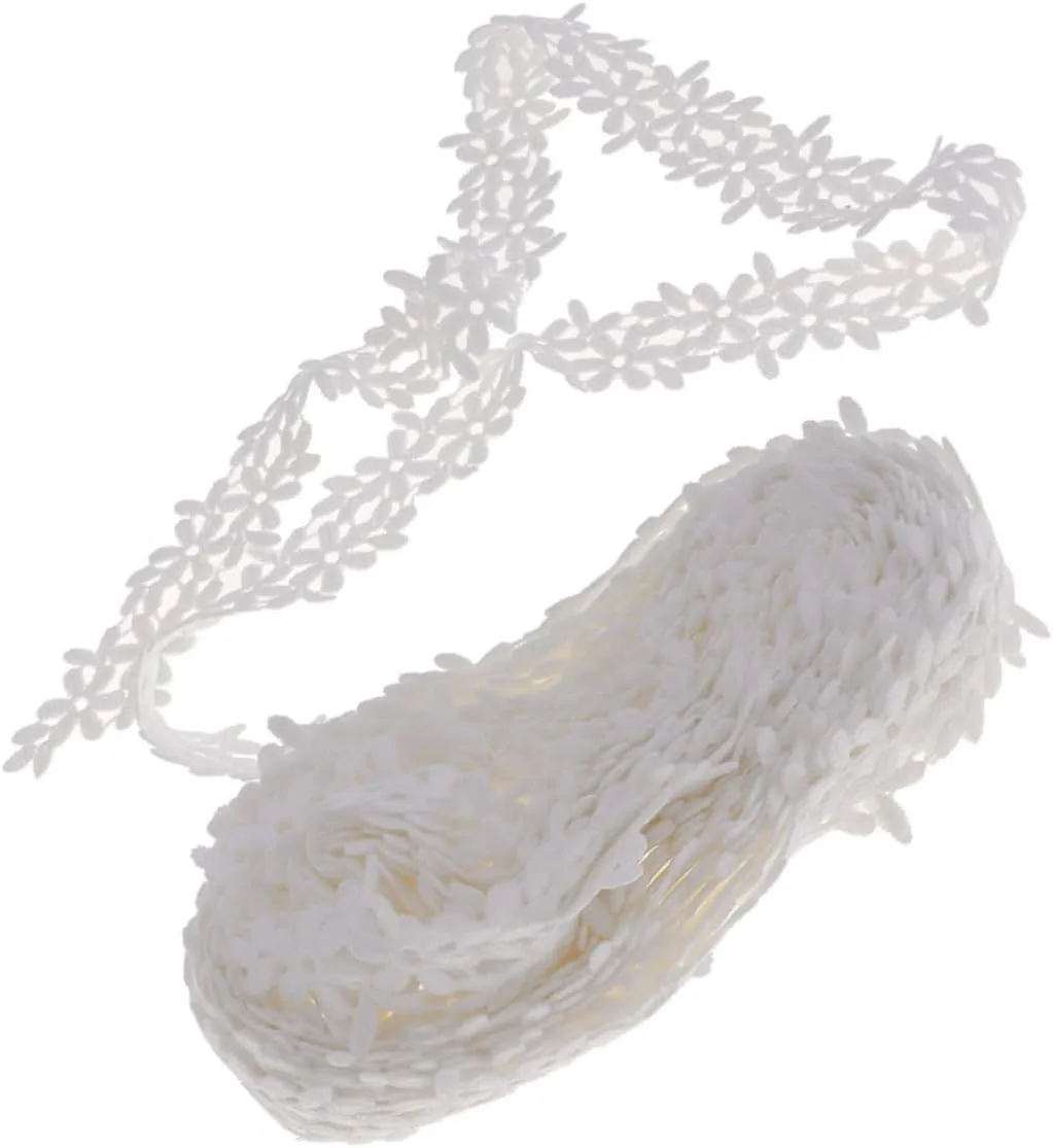 920x2.5cm White Floral Lace Ribbon Lace Fabric for Wedding Decorative Border Flower Border Design Embroidered Applique