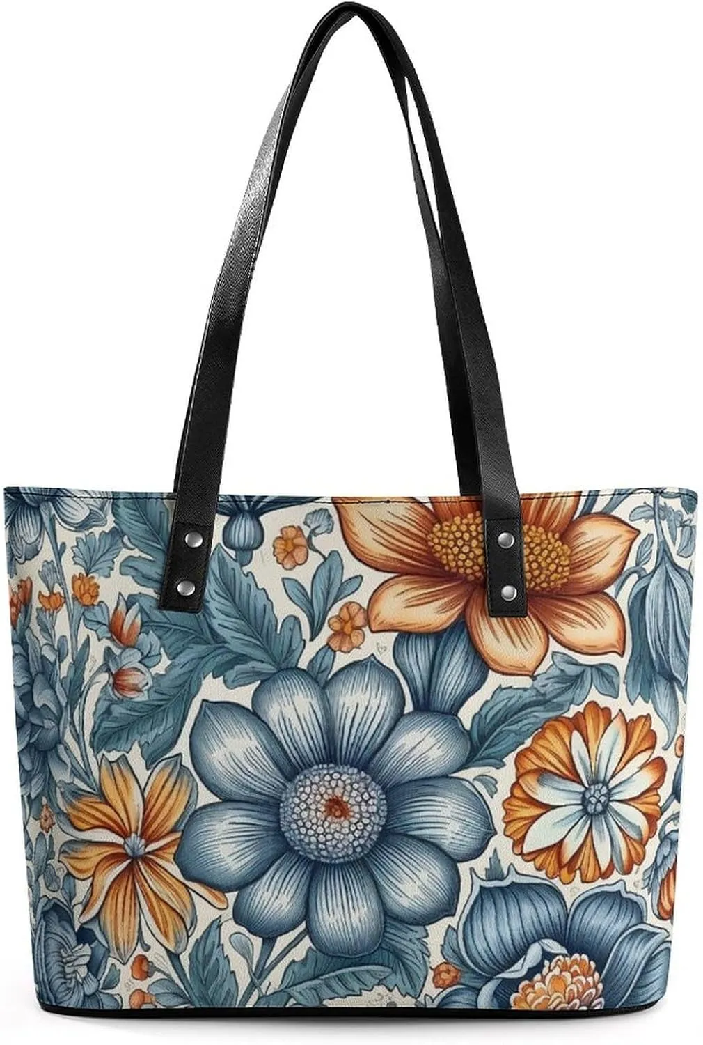 Abstract Floral Pattern Bag Purse Handbag for Women Top Handle Satchel Shoulder with Zipper Tote Bags Large