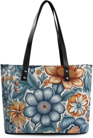 Abstract Floral Pattern Bag Purse Handbag for Women Top Handle Satchel Shoulder with Zipper Tote Bags Large