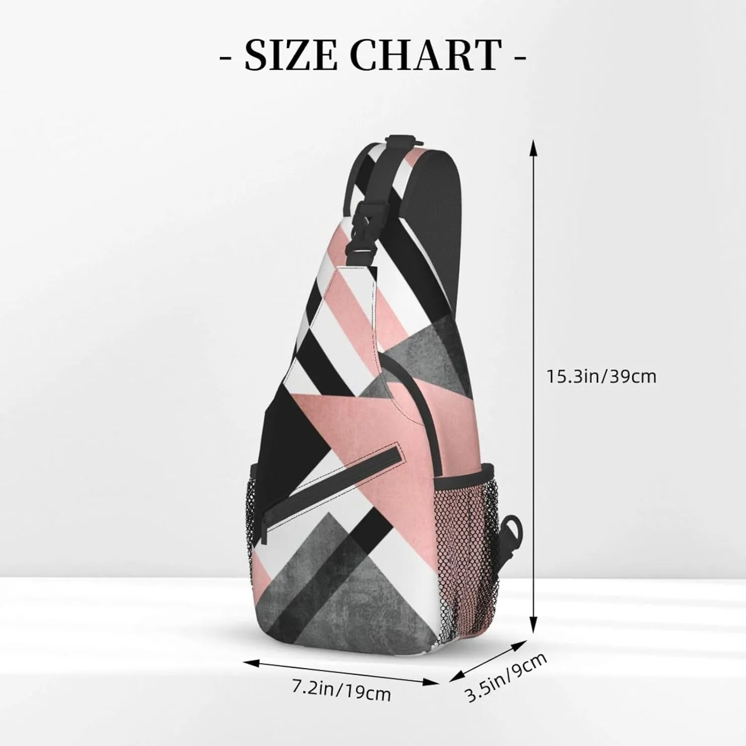 Abstract Triangle Striped Unisex Casual Diagonal Chest Bag,Multipurpose Crossbody Shoulder Bag Travel Hiking Daypack