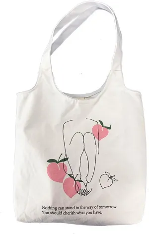 Aesthetic Canvas Tote Bag for Women, Reusable Grocery Bags, Shopping Bags, Beach Bag, Shoulder Bag, Gym Bag