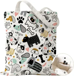 Aesthetic Canvas Tote Bag with Zipper Pockets & Snaps for Women,Reusable Shopping Grocery Bags Gifts -Work, Gym