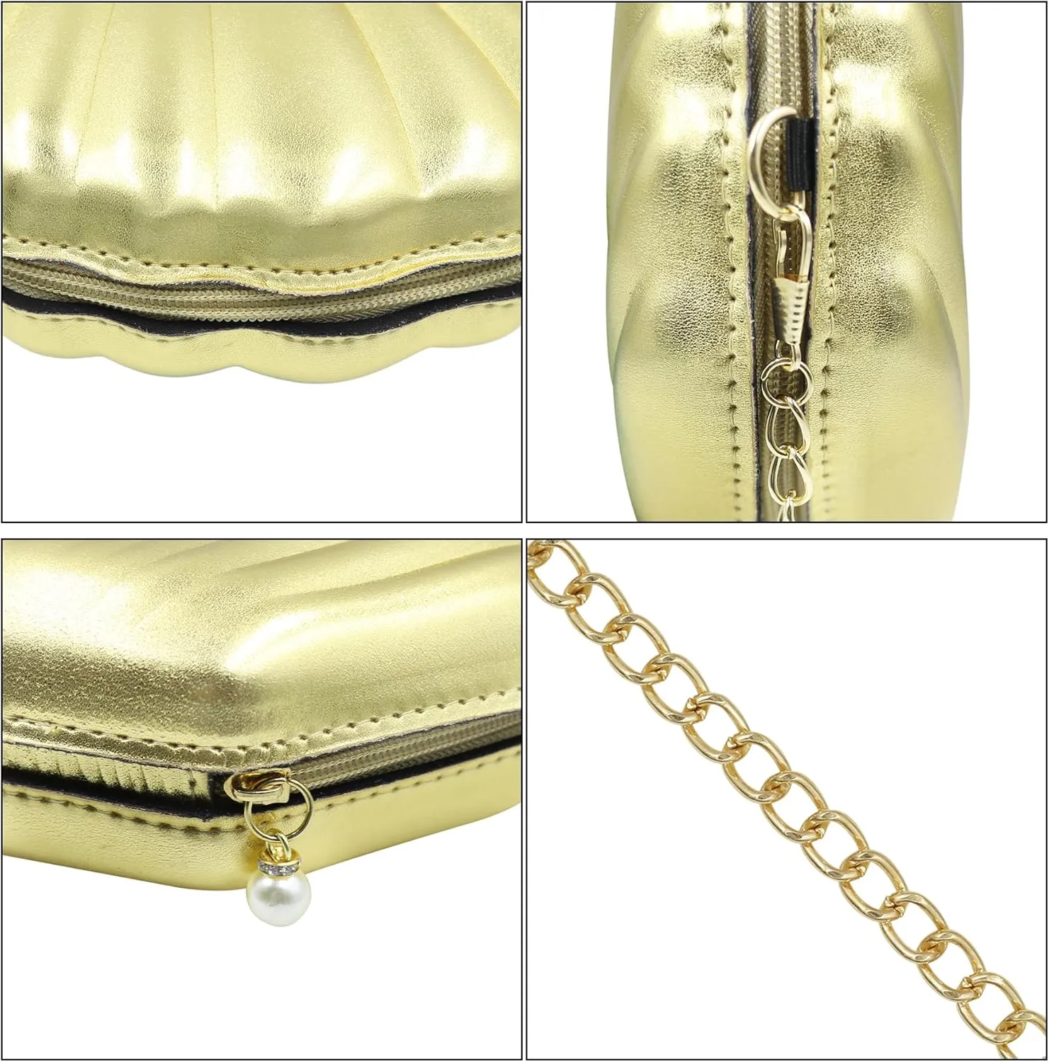 AIBEARTY Cute Seashell Shape Crossbody Purse Small Shoulder Bag with Chain for Women Little Girls