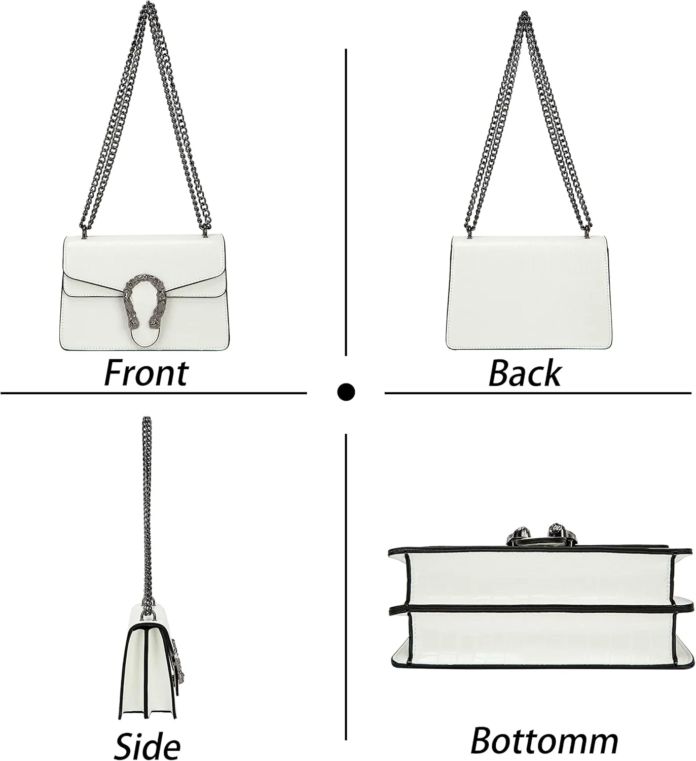 Aiqudou Crossbody Bag and Satchel Purse for Women - Fashion Snake Print Chain Purse Luxury PU Leather HandBag
