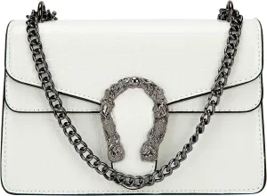 Aiqudou Crossbody Bag and Satchel Purse for Women - Fashion Snake Print Chain Purse Luxury PU Leather HandBag