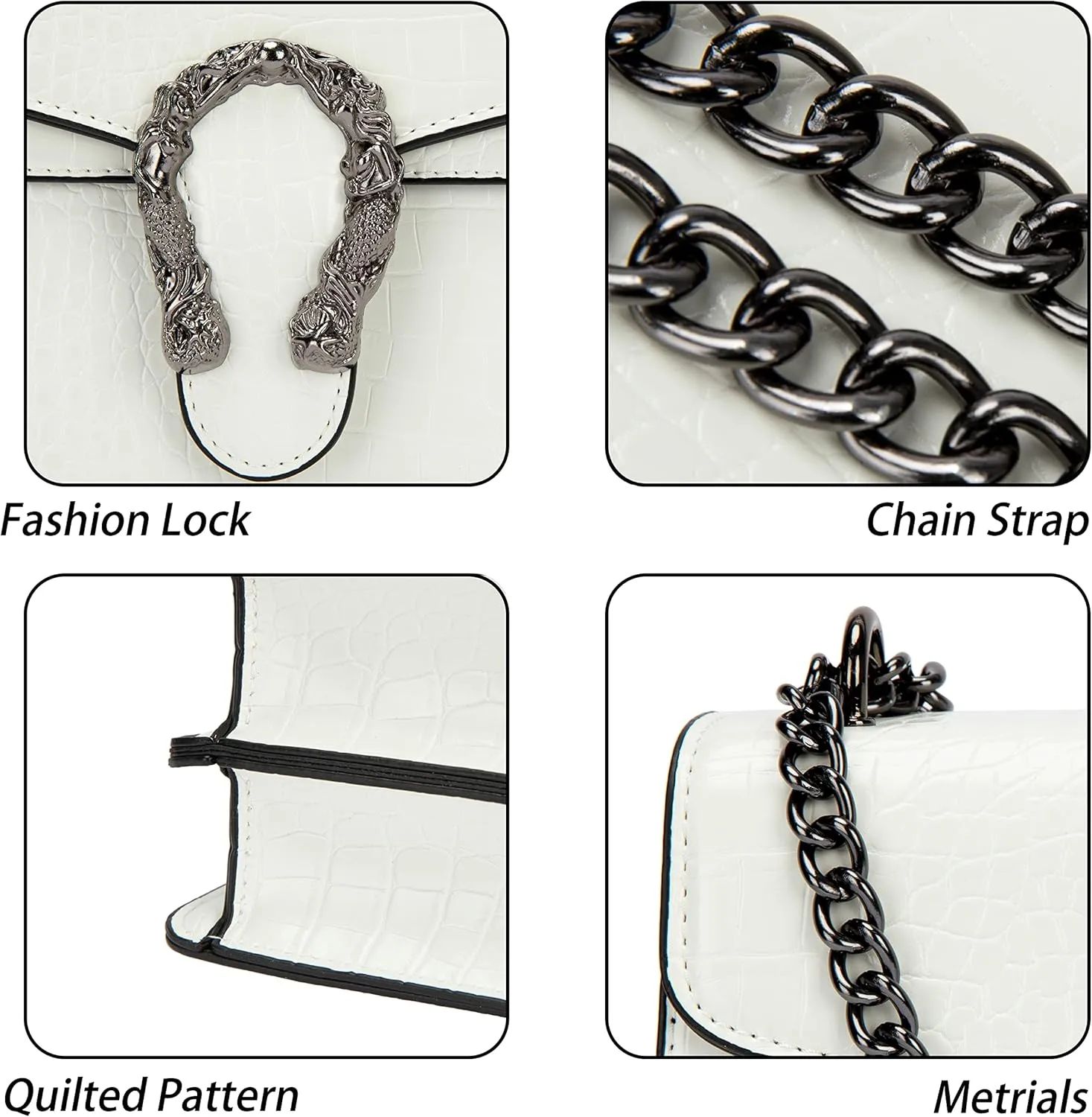 Aiqudou Crossbody Bag and Satchel Purse for Women - Fashion Snake Print Chain Purse Luxury PU Leather HandBag