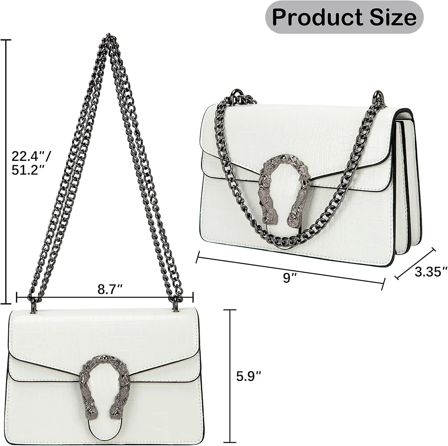 Aiqudou Crossbody Bag and Satchel Purse for Women - Fashion Snake Print Chain Purse Luxury PU Leather HandBag