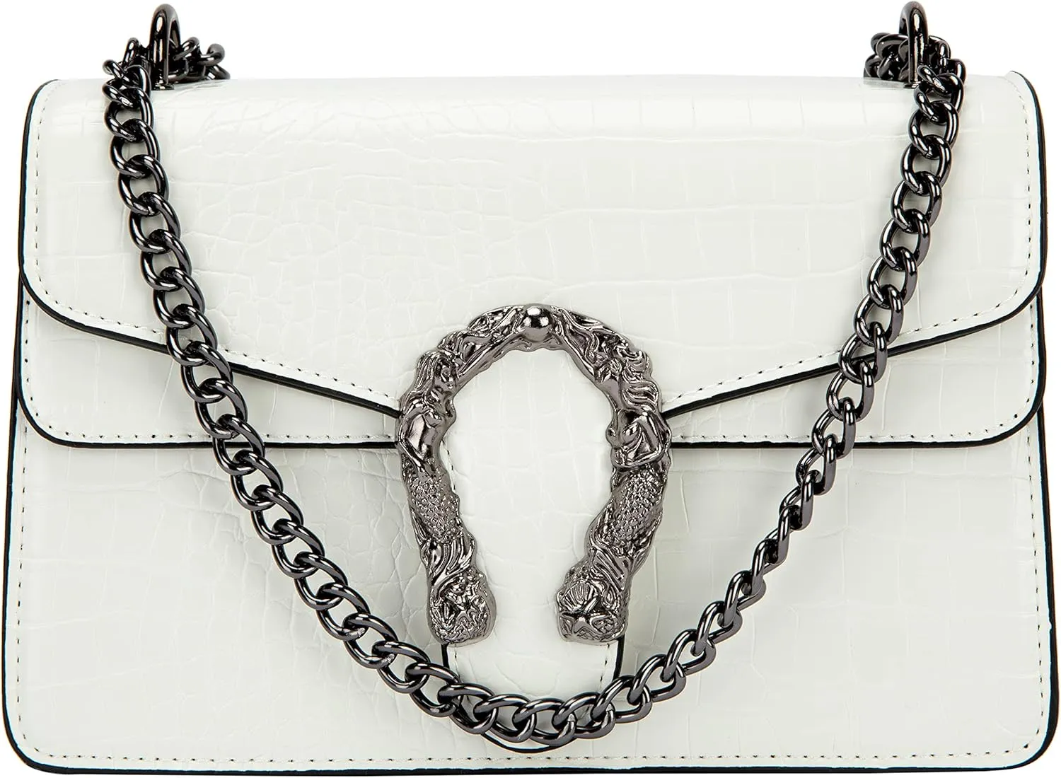 Aiqudou Crossbody Bag and Satchel Purse for Women - Fashion Snake Print Chain Purse Luxury PU Leather HandBag