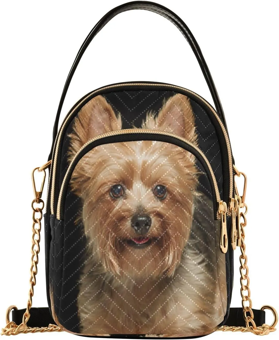 ALAZA Quilted Crossbody Bags for Women,Cute Yorkie Dog Women's Crossbody Handbags Small Travel Purses Phone Bag
