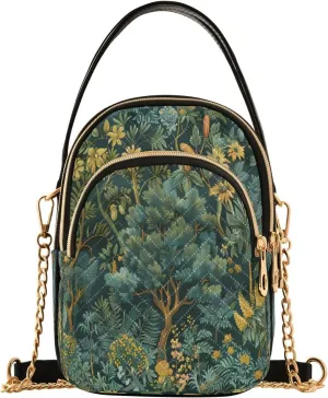 ALAZA Quilted Crossbody Bags for Women,Forest Women's Crossbody Handbags Small Travel Purses Phone Bag