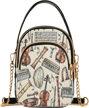 ALAZA Quilted Crossbody Bags for Women,Musical Instruments Women's Crossbody Handbags Small Travel Purses Phone Bag221
