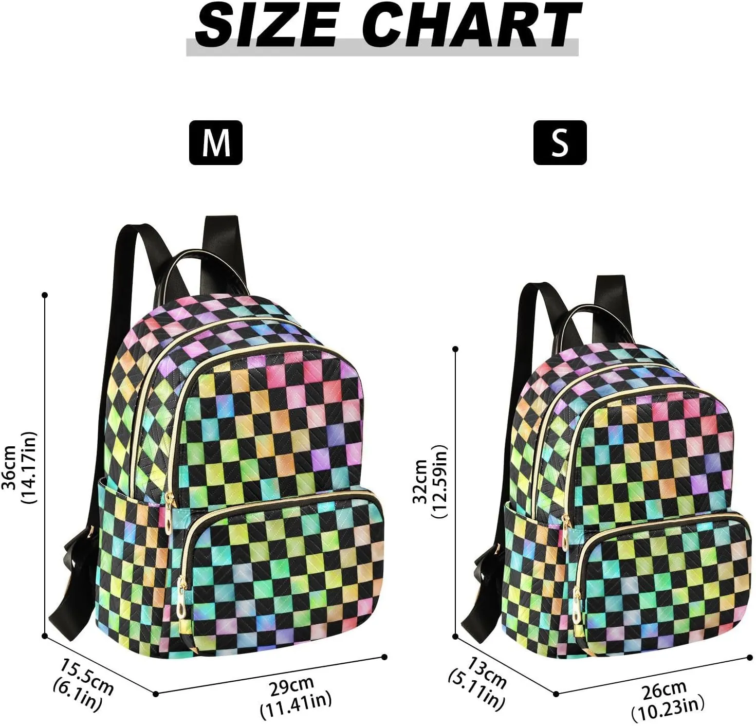 ALAZA Rainbow Checkered Checker Mini Backpack Purse for Women Travel Bag Fashion Daypack Back Pack Shoulder Bag