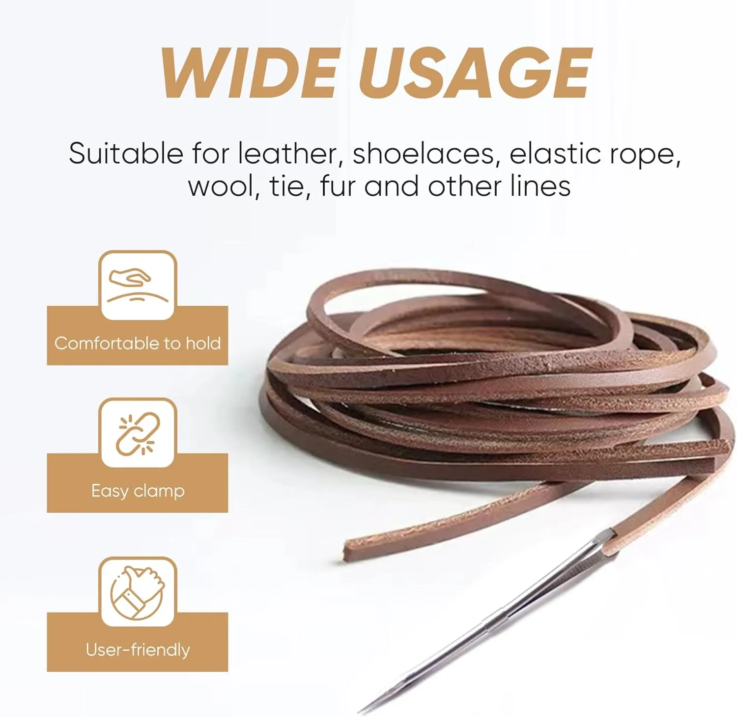 ALLCLEAN 2Pcs Sewing Leather Needle Manual Lacing Threading Single Prong Steel Needle LeatherCraft Tool Handmade Leather Needles for Hand Stitching-Stainless Steel Lacing Needles
