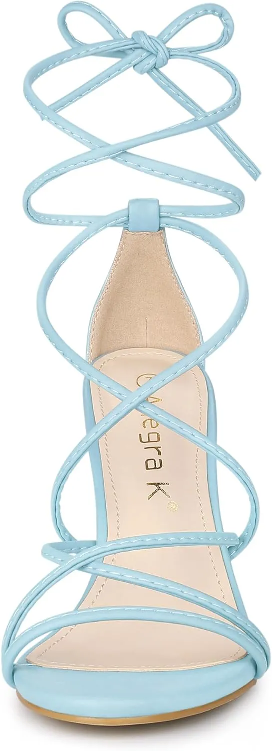 Allegra K Women's Lace Up Heels Strappy Stiletto Heel Sandals