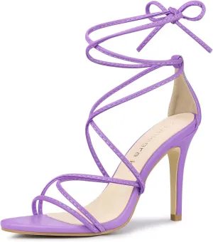 Allegra K Women's Lace Up Heels Strappy Stiletto Heel Sandals